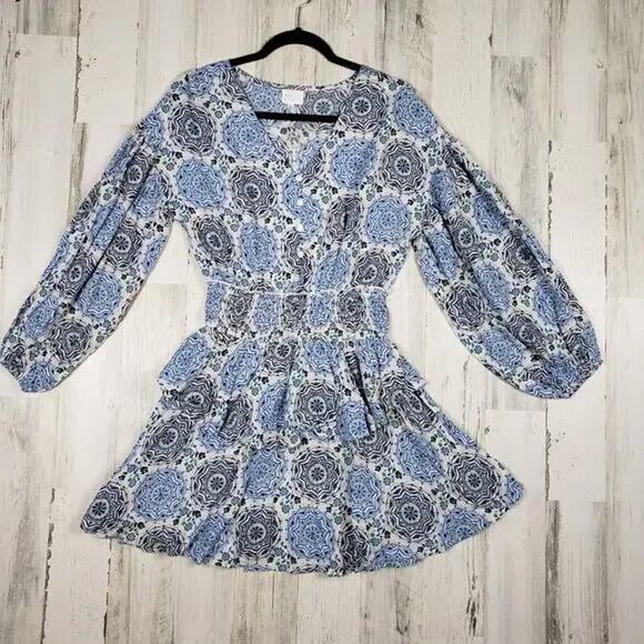 Dee Elly 3/4 Sleeve Lightweight Elastic waist Mini Dress Women's Size Small - Picture 1 of 11